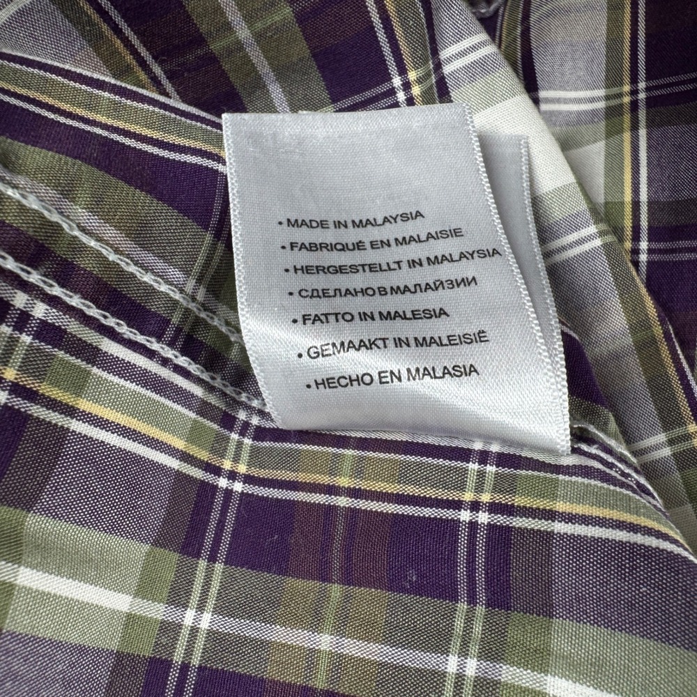 Oak Hill Button Down Shirt Big Mens 3XL Purple Plaid Wrinkle Free Cotton XXXL - Picture 9 of 13
